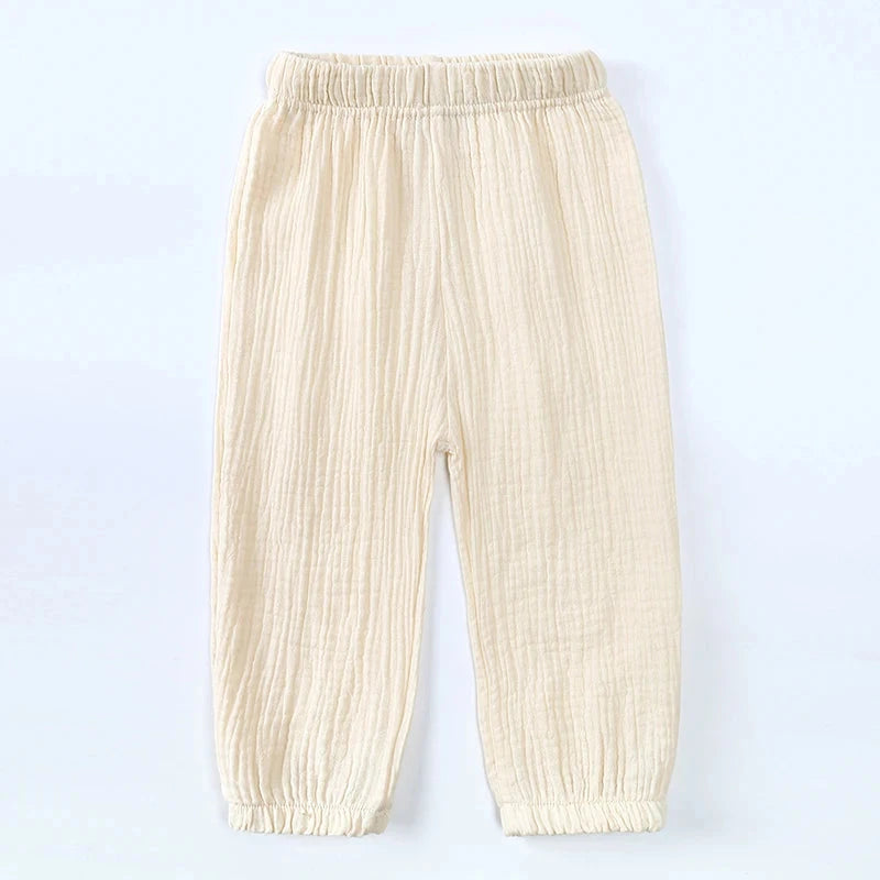 Kids Cotton Linen Bloomers Pants – Lightweight Spring Summer Trousers (12-36M)    Mimou Babywear