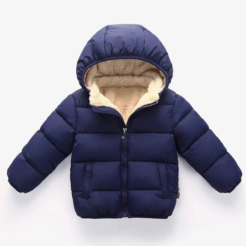 Kids Winter Puffer Jacket with Fur Hood – Warm Hooded Coat (12-36M)    Mimou Babywear
