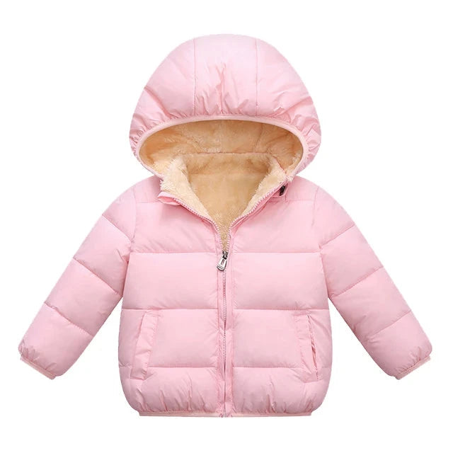 Kids Winter Puffer Jacket with Fur Hood – Warm Hooded Coat (12-36M)    Mimou Babywear