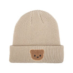 Knitted Baby Beanie with Teddy Bear Patch – Soft & Warm Winter Hat (6-36M)    Mimou Babywear
