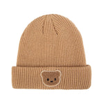 Knitted Baby Beanie with Teddy Bear Patch – Soft & Warm Winter Hat (6-36M)    Mimou Babywear