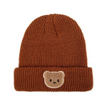Knitted Baby Beanie with Teddy Bear Patch – Soft & Warm Winter Hat (6-36M)    Mimou Babywear