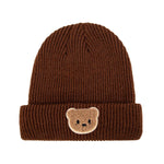 Knitted Baby Beanie with Teddy Bear Patch – Soft & Warm Winter Hat (6-36M)    Mimou Babywear
