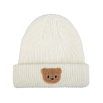 Knitted Baby Beanie with Teddy Bear Patch – Soft & Warm Winter Hat (6-36M)    Mimou Babywear