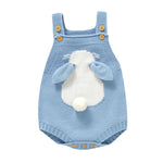Knitted Baby Bunny Romper – Sleeveless Strap One-Piece (6-24M)    Mimou Babywear