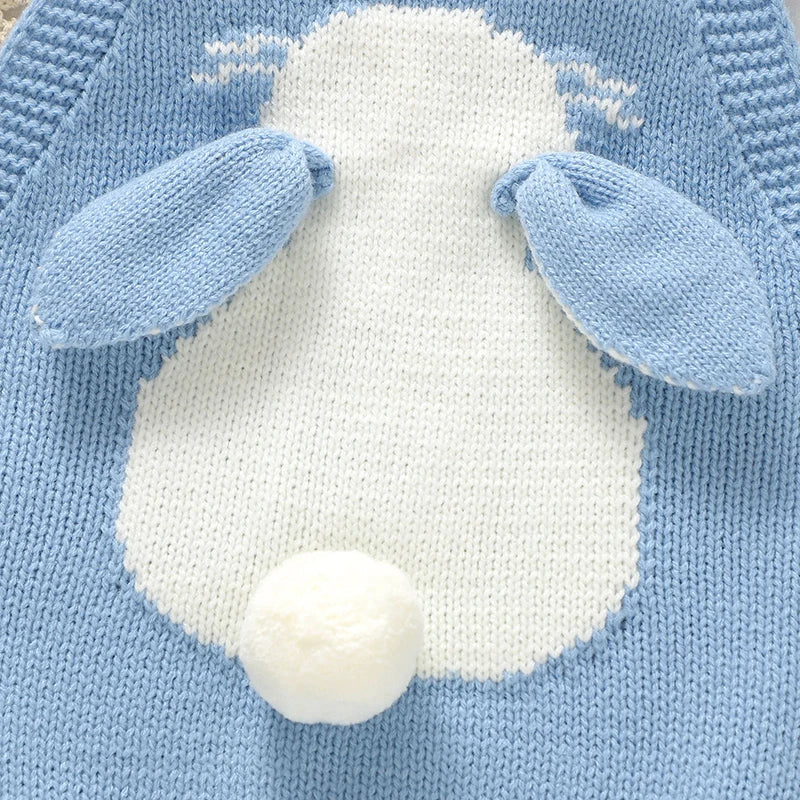 Knitted Baby Bunny Romper – Sleeveless Strap One-Piece (6-24M)    Mimou Babywear