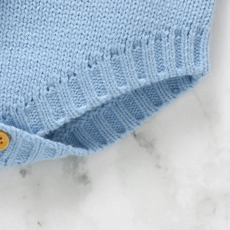 Knitted Baby Bunny Romper – Sleeveless Strap One-Piece (6-24M)    Mimou Babywear