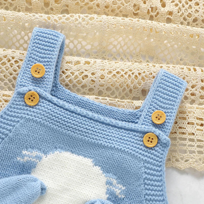 Knitted Baby Bunny Romper – Sleeveless Strap One-Piece (6-24M)    Mimou Babywear