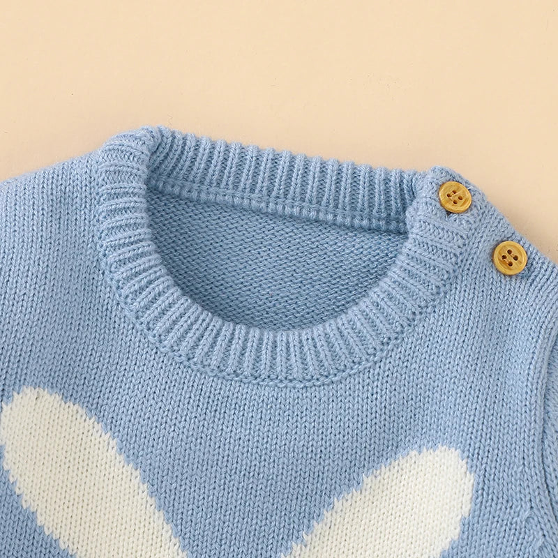 Knitted Baby Bunny Romper – Warm Long Sleeve Jumpsuit (3–24M)    Mimou Babywear