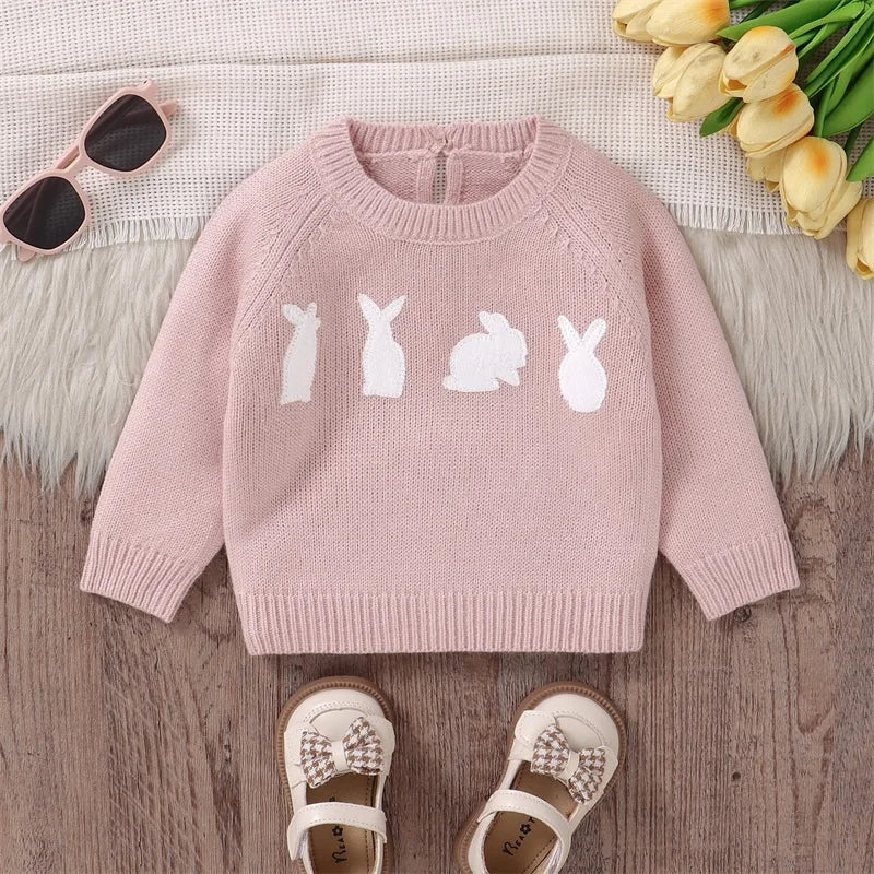 Knitted Baby Bunny Sweater – Warm Long Sleeve Pullover (6-36M)    Mimou Babywear