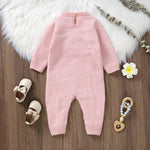 Knitted Baby Girl Romper – Floral Embroidery One-Piece (0–24M)    Mimou Babywear