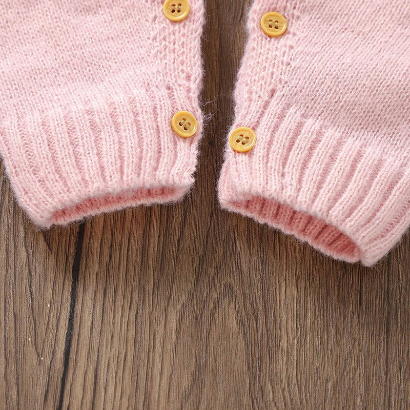 Knitted Baby Girl Romper – Floral Embroidery One-Piece (0–24M)    Mimou Babywear