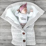 Knitted Button Twist Baby Sleeping Bag – Thickened Velvet-Lined Cocoon for Stroller & Naptime    Mimou Babywear