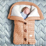 Knitted Button Twist Baby Sleeping Bag – Thickened Velvet-Lined Cocoon for Stroller & Naptime   3 Button Sleeping Bag - Orange / 70*40cm Mimou Babywear