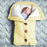 Knitted Button Twist Baby Sleeping Bag – Thickened Velvet-Lined Cocoon for Stroller & Naptime   3 Button Sleeping Bag - Beige / 70*40cm Mimou Babywear