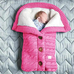 Knitted Button Twist Baby Sleeping Bag – Thickened Velvet-Lined Cocoon for Stroller & Naptime   3 Button Sleep Bag-Rose Pink / 70*40cm Mimou Babywear