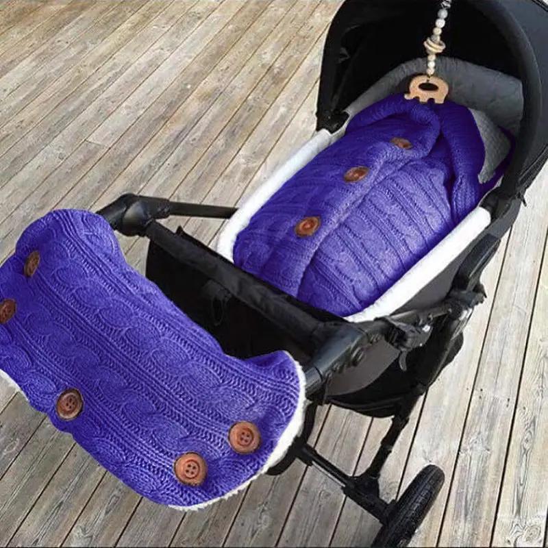 Knitted Button Twist Baby Sleeping Bag – Thickened Velvet-Lined Cocoon for Stroller & Naptime   Armrest Cover - Purple / 70*40cm Mimou Babywear