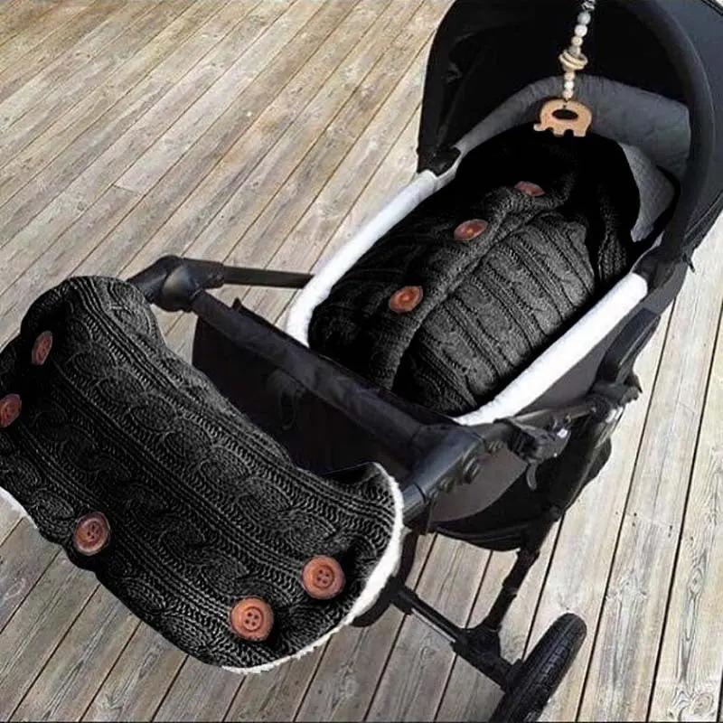 Knitted Button Twist Baby Sleeping Bag – Thickened Velvet-Lined Cocoon for Stroller & Naptime   Armrest Cover - Dark Grey / 70*40cm Mimou Babywear