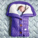 Knitted Button Twist Baby Sleeping Bag – Thickened Velvet-Lined Cocoon for Stroller & Naptime   Sleeping Bag - Purple / 70*40cm Mimou Babywear