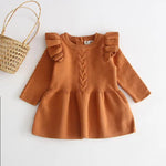 Knitted Cotton Baby Dress – Warm Long-Sleeve Princess Sweater Dress for Girls    Mimou Babywear