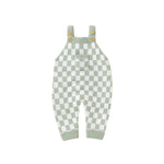 Knitted Gingham Baby Romper with Button Straps (0–24M)    Mimou Babywear
