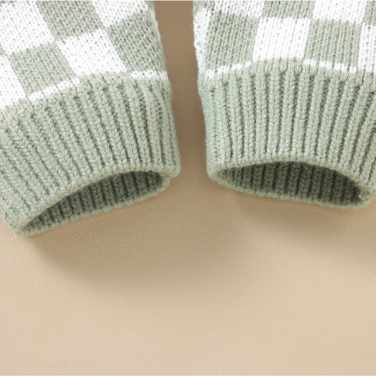 Knitted Gingham Baby Romper with Button Straps (0–24M)    Mimou Babywear