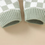 Knitted Gingham Baby Romper with Button Straps (0–24M)    Mimou Babywear