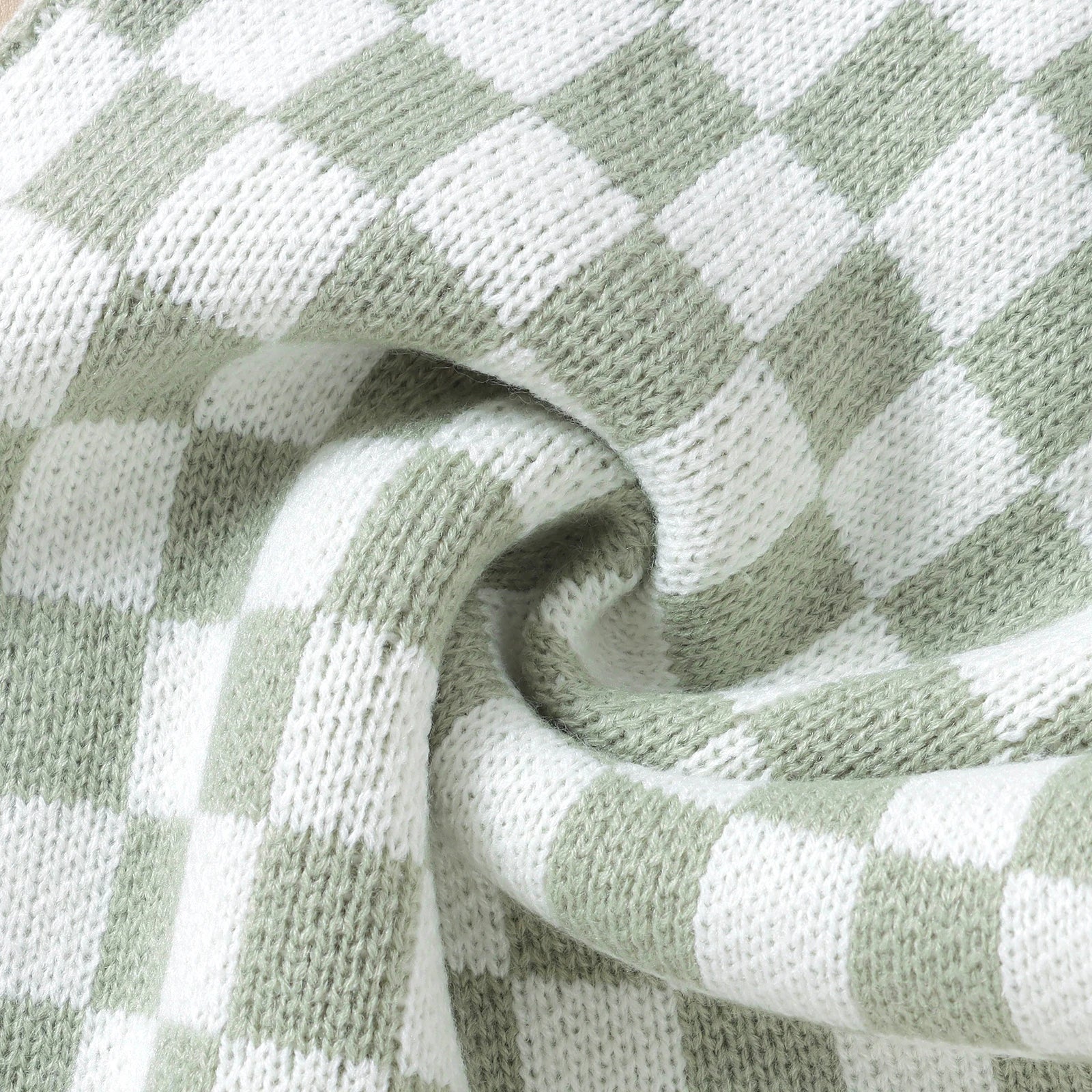 Knitted Gingham Baby Romper with Button Straps (0–24M)    Mimou Babywear