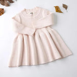 Knitted Princess Baby Dress – Long-Sleeve Doll Dress with Lotus Leaf Collar & Pockets    Mimou Babywear