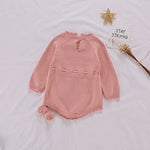Knitted Princess Romper – Autumn Long-Sleeve Cotton Baby Girl Outfit    Mimou Babywear