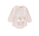 Knitted Princess Romper – Autumn Long-Sleeve Cotton Baby Girl Outfit   white / 3T Mimou Babywear