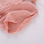 Knitted Princess Romper – Autumn Long-Sleeve Cotton Baby Girl Outfit    Mimou Babywear