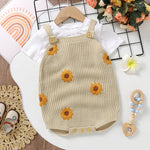 Knitted Sleeveless Baby Romper – Floral One-Piece (3-24M)    Mimou Babywear