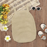 Knitted Sleeveless Baby Romper – Floral One-Piece (3-24M)    Mimou Babywear