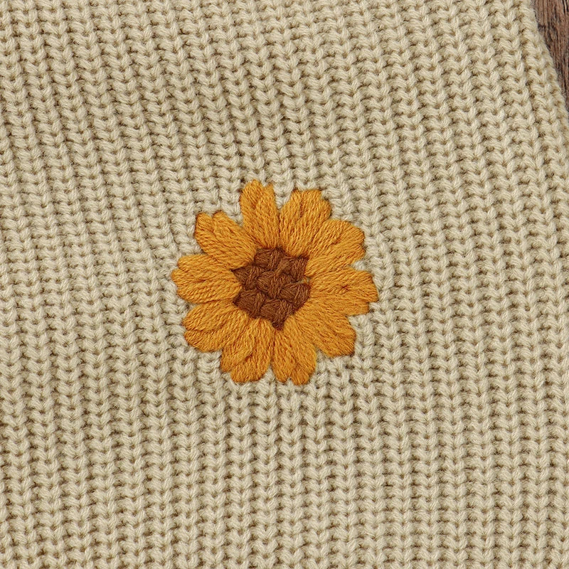 Knitted Sleeveless Baby Romper – Floral One-Piece (3-24M)    Mimou Babywear