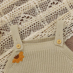 Knitted Sleeveless Baby Romper – Floral One-Piece (3-24M)    Mimou Babywear