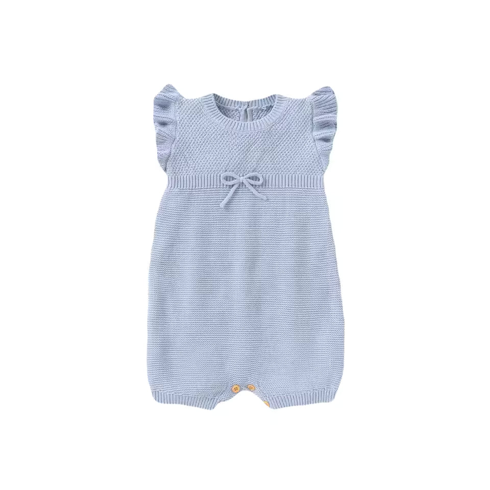Knitted Sleeveless Baby Romper – Soft Cotton One-Piece (3-24M)    Mimou Babywear