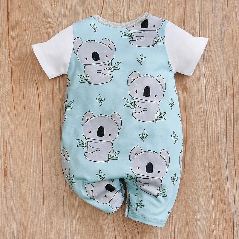 Koala Print Baby Short Sleeve Romper Outfit (0–18M)    Mimou Babywear
