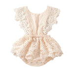 Lace-Up Cotton Jumpsuit (6-24M)   Beige / 100cm Mimou Babywear