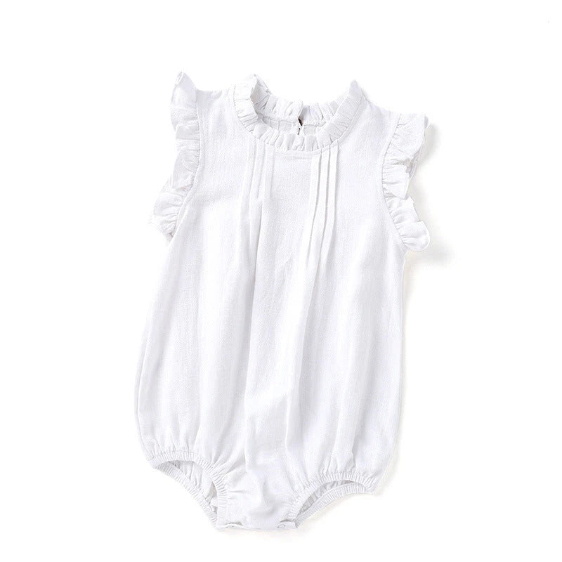 Linen Blend Sleeveless Romper (0-24M)   White / 18-24M Mimou Babywear