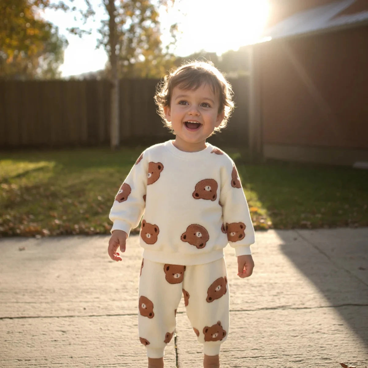 Little Bear Winter Warm 2-Piece Set – Long-Sleeve Top & Trousers for Kids   White / 2-3T Mimou Babywear