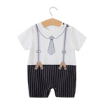 Little Gentleman Summer Bodysuit (0-24M)   3302 Black Vertical Gentleman / 80cm Mimou Babywear