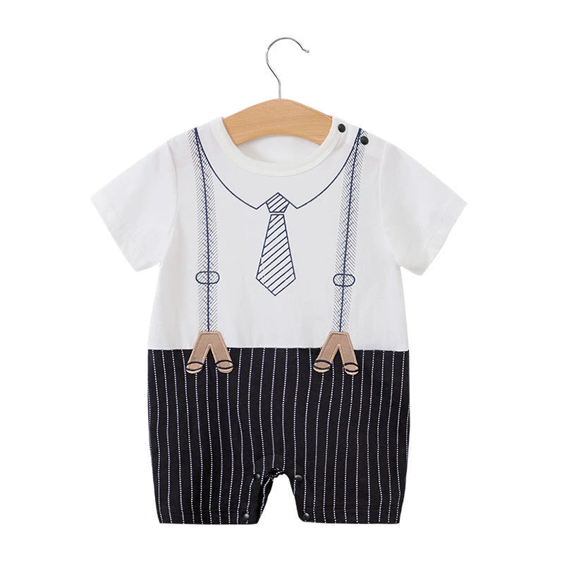 Little Gentleman Summer Bodysuit (0-24M)   3302 Black Vertical Gentleman / 80cm Mimou Babywear