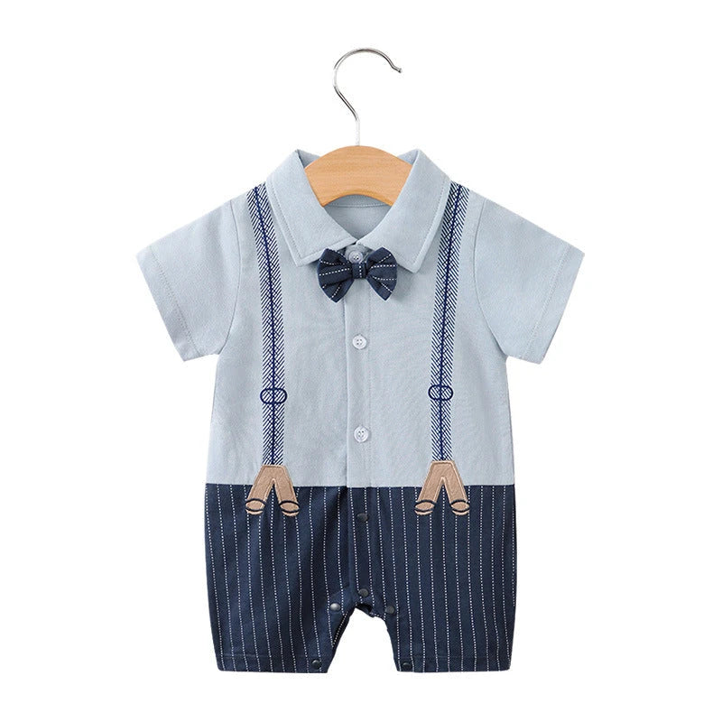 Little Gentleman Summer Bodysuit (0-24M)   LT221S023D Grey Blue Gentleman / 90cm Mimou Babywear