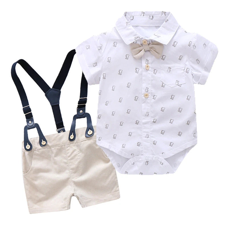 Little Gentleman Suspender Set (2-Piece, 3-24M)   White / 90cm Mimou Babywear