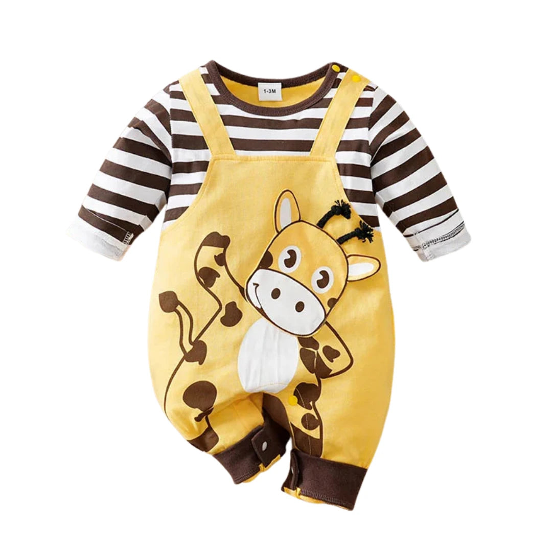Long Sleeve Cotton Baby Cow Romper Outfit (0–18M)