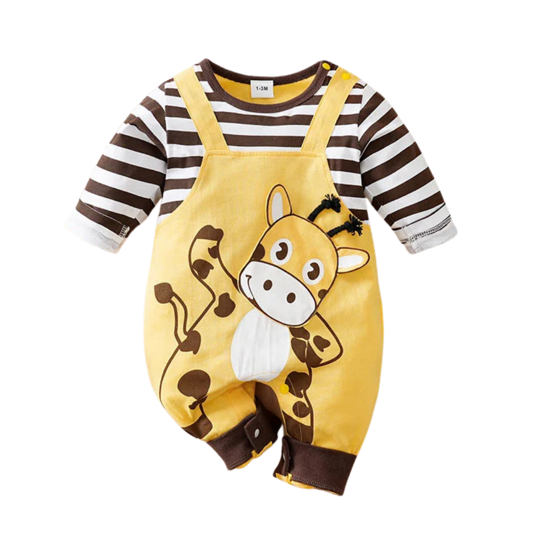 Long Sleeve Cotton Baby Cow Romper Outfit (0–18M)    Mimou Babywear