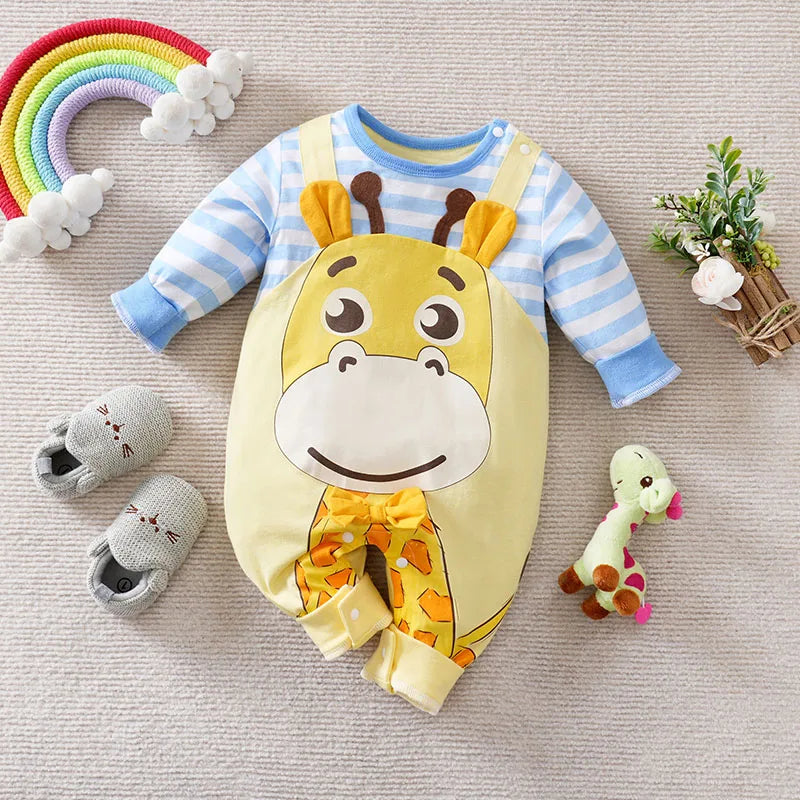 Long Sleeve Cotton Baby Deer Romper with Layered Look (0–18M)    Mimou Babywear