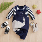 Long Sleeve Cotton Baby Elephant Romper Outfit (0–18M)    Mimou Babywear