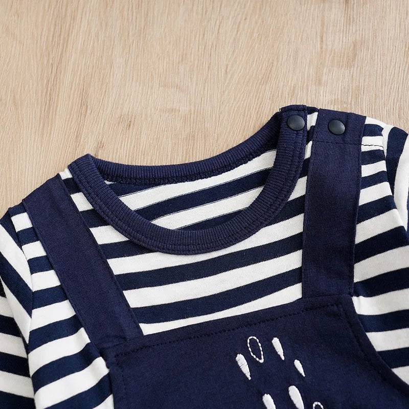 Long Sleeve Cotton Baby Elephant Romper Outfit (0–18M)    Mimou Babywear